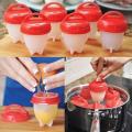 Silicone Egg Cooker, Hard and Soft Make, No Shell, Non Stick Silicone, BPA Free, Egg Boiler, Egg Cups, Egg Poachers, Egg Cooker (6 PACK) (RED). 