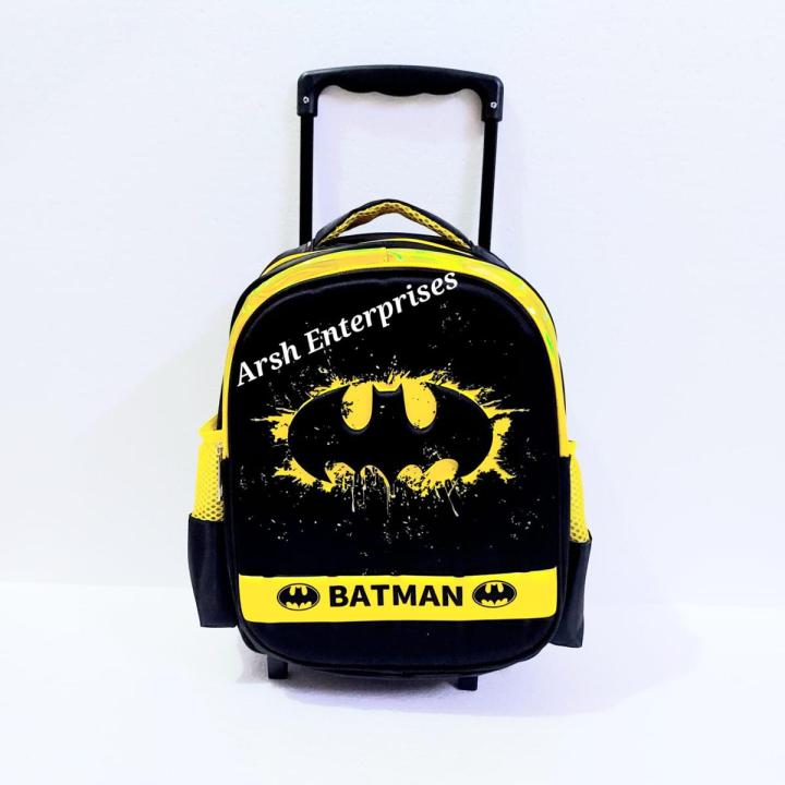 Bat Man 13 Inches Trolley Bag Cartoon Character School kids Trolley Backpack Grade Pre-Nursery & KG
