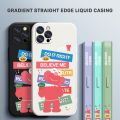 Hontinga for OPPO A5 2020 / A9 2020 Case Side Design Phone Cover Cartoon Pink Case Square Edge Pattern Liquid Silicone Trend Cover. 