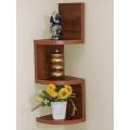 SMALL CORNER WALL HANGING SHELF LIGHT BROWN. 