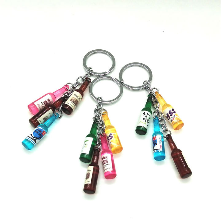 Multi Colors Resin Bottle Keychain Drop Dangle Home Car Key Ring Holder Women Girls Purse Bag Charms Bulk Hanging Decorations