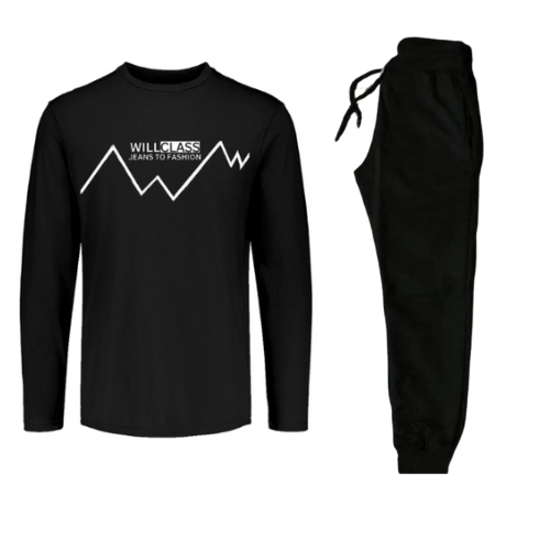 RiseUp Store - Track Suite Black & White & Black & Black Will Class Fashion Printed Men & Boys Comfortable Fabric T Shirt & Trouser