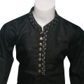 KIDS FOR Boys Fashion Clothing 4 Pieces Suits (Kurta Shalwar Waistcoat and Brooch) Kids Fashion Age- 1 To 12 Years-BLACK SUIT. 