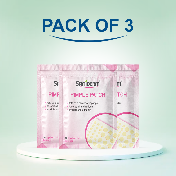 Saniderm Pimple Patch 30s Pack of 3 | Fast-Acting, Invisible Pimple Patches for Clearer Skin | Hydrocolloid Technology | Suitable for All Skin Types