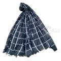 linen check black white stole scarf / hijab. 