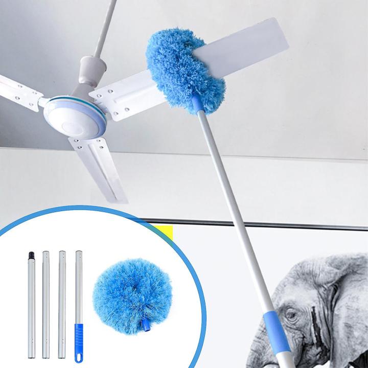 Removable and Washable Microfiber Ceiling Fan Cleaner Duster with Duster Hooks, 55.12Inch Ceiling Fan Blade Cleaner with Extendable Long Handle Removable Suitable for Household Dust Removal