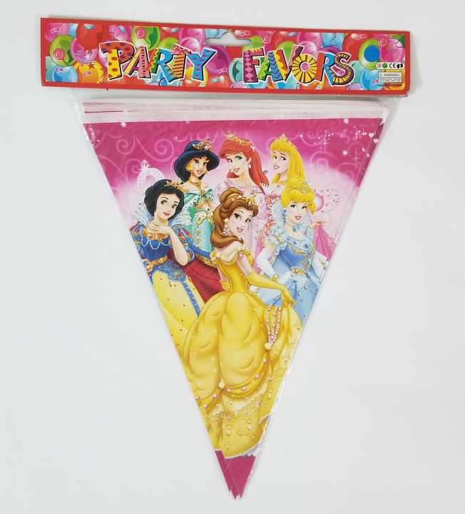 Princess Theme Flags Banner - 12 Inch Height - Buntings - Girls Theme - Pack Of 10 Buntings