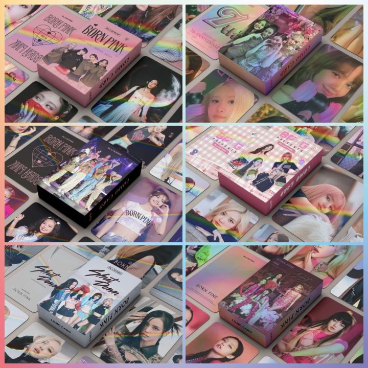 55pcs/box Kpop Idol BLACKPINK Laser Photocards Album Hologram Lomo Cards Flash Gradient Postcards BLINK Gift