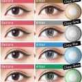 1 Pair 3 Tone Multi Color Eye Contact Lens For Girls and Boys With Solution and Kit - Gray Lenses - Blue Lenses - Hazel Lenses - Brown Lenses - Green Lenses - Aqua Lenses. 