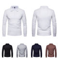 Pullover Shirt Long Sleeve Buttons Neck Turn-Down Collar Top. 