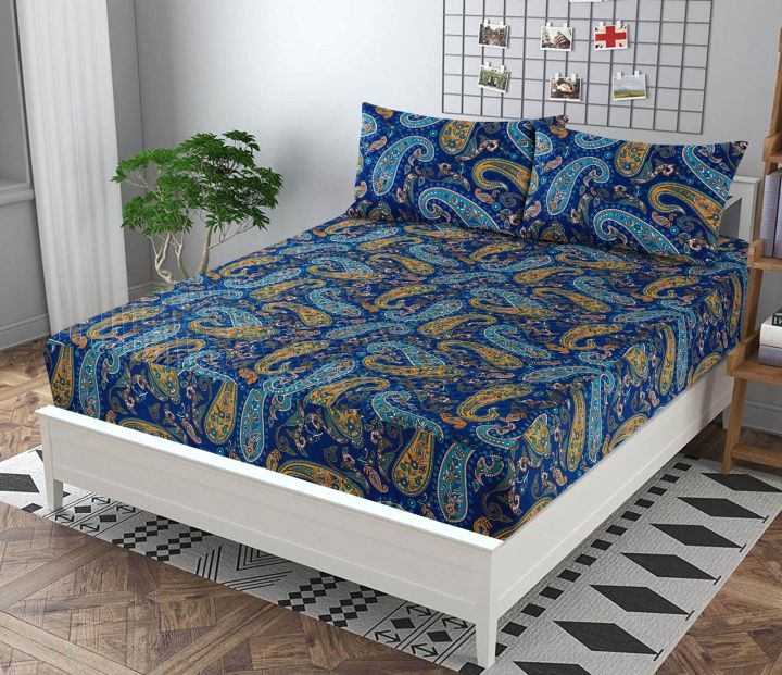 MBS%203pcs%20bed%20sheet%20king%20size%20%7C%20100%25%20Pure%20Cotton%20Double%20bed%20bed%20sheet%20with%20Pillow%20Cover%20%7C%203D%20Printed%20Fitted%20Fancy%20Bedsheets.%20-%20Image%206