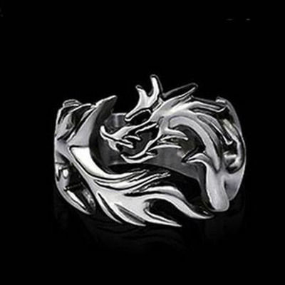Korean Style Domineering Personalized Dragon Ring Men's Dragon Pattern Ring Fashion Retro Alloy Ring Trendy Men's Punk Jewelry