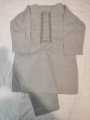 Grey-Kurta Shalwar Lawn Tar Kashi handwork. 