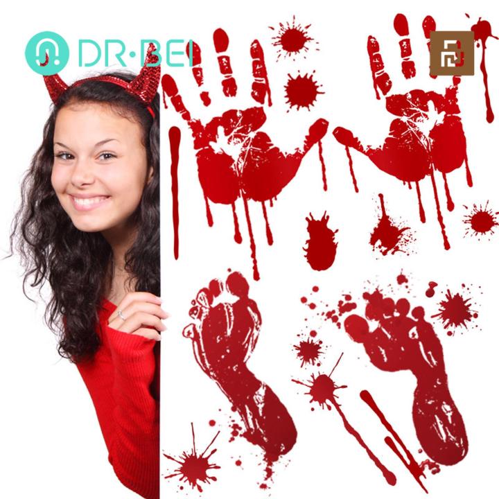 Peel Stick Car Decal Spooky Halloween Window Stickers Easy to Apply Handprint Footprint Design for Car Home Decor Perfect for Halloween Party Unique Scary Car Sticker