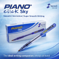 PIANO Click Sky Fine Point Ballpoint Pen - Blue, Smooth Writing, Easy Grip, German Ink, Pack of 10. 