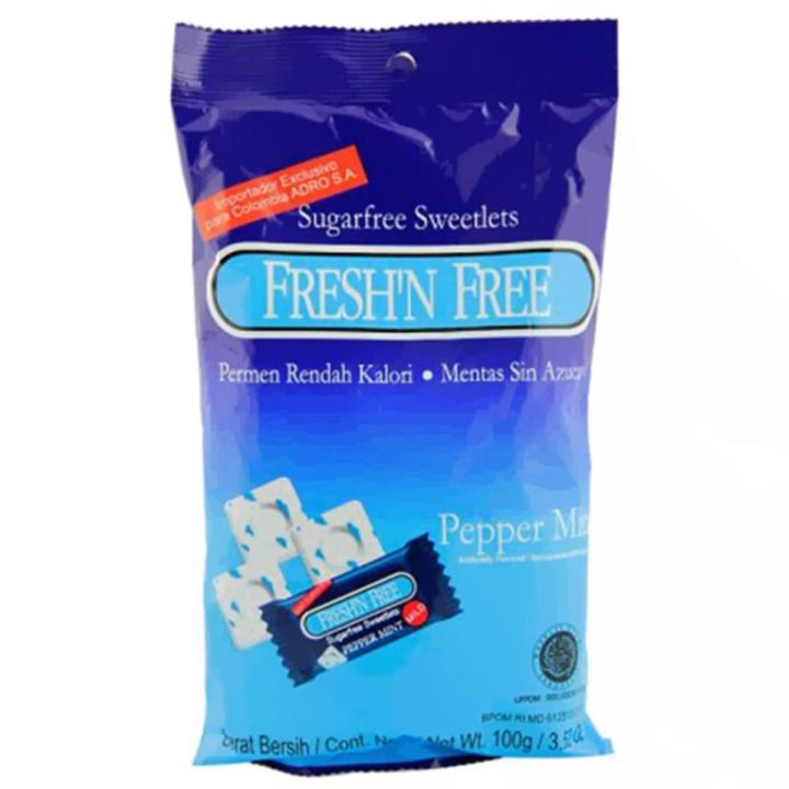 Fresh n Free Pepper Mint Refreshing Candy Low Calorie Mint Candy 100gm pouch
