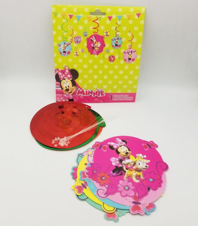 MINNIE MOUSE SPIRALS SET PACK OF 12 STREAMERS AND 6 CUTOUTS