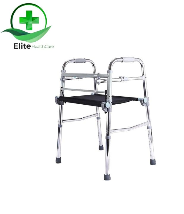 Walker with Seat For Adults, Elderly rollator Walking Frame, Elderly Walker- Up And Down Stairs Walker Lightweight Aluminum Adjustable Mobility Walking Aid-Retractable