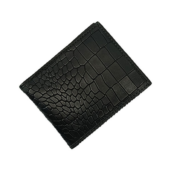 Pocket Size Black Crocodile Leather Wallet