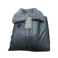 Black Shearling Leather Jacket For Men. 