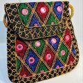 Traditional Pakistani Balochi Sindhi Embroided Multicolor Size 15x12 cm Cultural Wallet Purse Hand Made Golden wire & Mirror Work Handicraft for Females & KidsTraditional Pakistani Balochi Sindhi Embroided Multicolor Size 15x12 cm Cultural Wallet Purse Ha. 