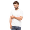 White Cotton Casual Polo Tshirt For Men. 
