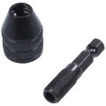 JOUYI 2X 0.3-3.6mm Keyless Drill Chuck Screwdriver Impact Driver Adaptor 1/4inch Drill Black. 