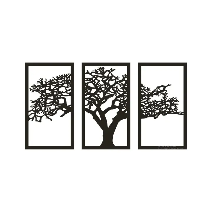 3D Wooden Tree Wall Art Decor 3 Pieces 