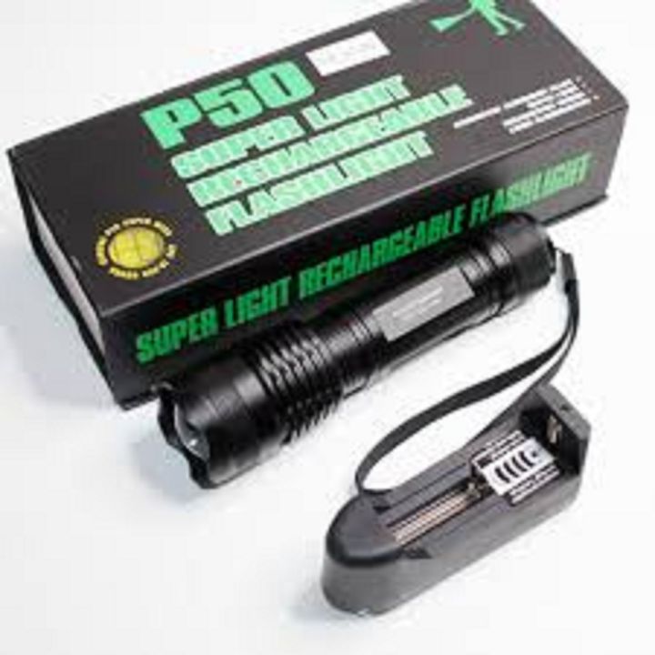 P50 SUPER LIGHT RECHARGEABLE FLASHLIGHT WITH ZOOM FUNCTION-Super Light Rechargeable Flashlight P50-P50 SUPER LIGHT RECHARGEABLE FLASHLIGHT – ALUMINIUM BODY-Powerful Flashlights Super Bright P50 LED Rechargeable Flashligh