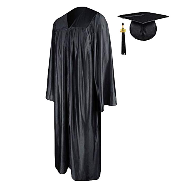 University Graduation Gown - Black Silk Academic Dress, 42 Inches, Universal Fitting