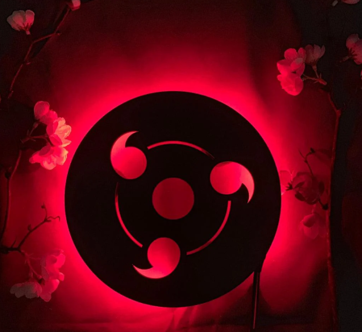 Naruto Sharingan Shape 3D Led Wall Lamp , Sharingan wall Lame for gaming room decor, Gamming Room decor , Home Decor Naruto Fans