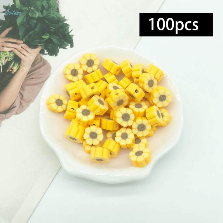 100x Polymer Clay Beads DIY Material for Hairpins Necklace Jewelry Making
