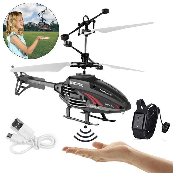 RC Flying Helicopter Watch Style remote With motion sensor  2 in 1 – Rechargeable