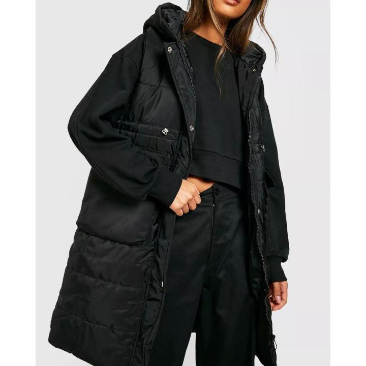 Parachute Long Pocket Gilet For Women | Sleeveless Long Jacket With Adjustable Drawstrings at Waist