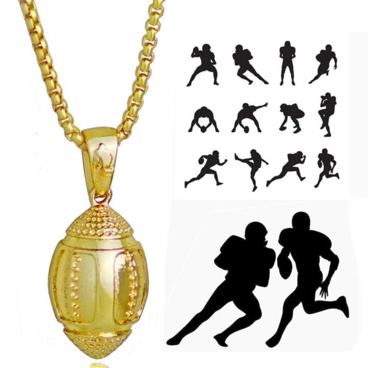 Collection Gift Rendy Sport Fan Jewelry Gift Rugby Ball Necklace Rendy Sport Fan Jewelry Collection Gift Rugby Pendant Necklace Rugby Stainless Steel Pendant Necklace Rugby Pendant