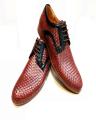 Red Wine & Black Color Leather Formal Shoes For Men. 