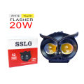 1-PCS of SSLG Shilan OWL EYE LED Long Range Plastic Body OWL Mini Driving Light Dual Colour White Yellow Flasher 20watt. 