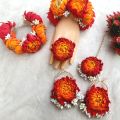 Bridal jewellery set, Bridal jewellery set Mehndi, mayon flower jewelry , Mehndi accessories, Mehndi Jewellery set for girls for Bridal.2 gajras+pair of earrings+1 tikka+1 ring. 