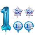 1st Birthday Decoration Kit for Boys & Girls - 70pc Combo- 60pc Balloons(white,silver,blue)(white,pink,red), 1 banner, 1st birthday foil balloon Set of 5, 2 Silver Curtains, 1pc dot tape, 1pc arch tape( First Birthday Theme Decorations for Boys & Girls ). 
