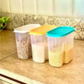 3Pcs{1 kg} Storage Jar, Storage Box,kitchen jar,Portion storage jar, Plastic Jar,Separate Jar - Transparent Storage Jar, Hi Quality. 