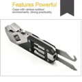 17-In-1 Stainless Steel Adjustable Wrench Foldable Pocket Multi Tool Multifunctional Spanner Screwdriver Bits Kit Black. 