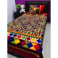 Single Bedsheet 3D-Crystal Design Cotton Printed Bed Sheet Set -Multicolored. 