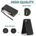 Applicable A72 Skin-Sensitive Zipper Protective Sleeve A32 Zipper Nine Card Multi-Function Mobile Phone Leather Case. 