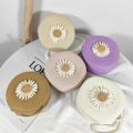 Vintage Flower Graphic Round Straw Bag Floral Decor Lightweight Shoulder Beach Bag Mini Straw Crossbody Bag. 