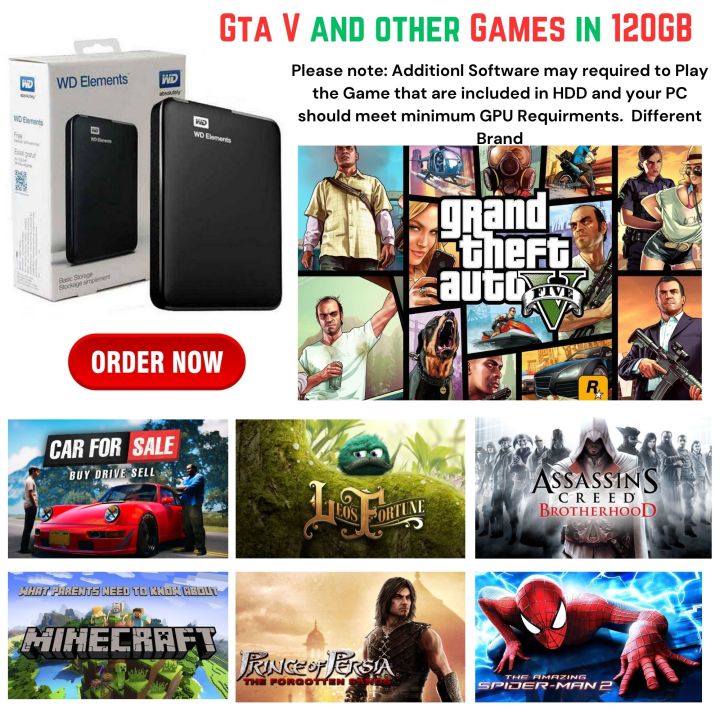 Gaming Hard Disk with GTA 5 and Other PC Games – 120GB USB HDD ...