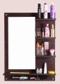 Wall-Mounted Wooden Dressing Table with Mirror – Space-Saving Storage Shelves. 