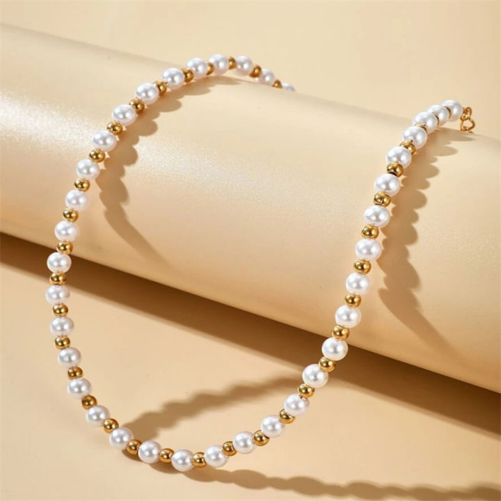 Simulated%20Beaded%20Pearls%20Necklace%20for%20Women%20Round%20White%20Pearl%20Necklace%20Jewelry%20-%20Image%204