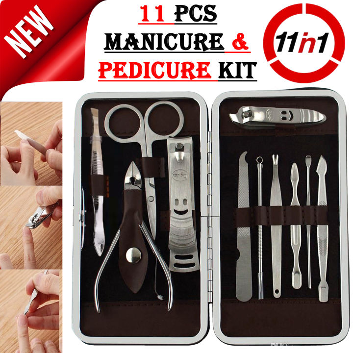 11 pcs New Manicure Nail Clippers Pedicure set – Professional Nail Clipper Cutter Trimmer Set Cleaner Cuticle Beauty Grooming Kit – Ear Pick - Pedicure Manicure Kit - Portable Travel Hygiene Kit – Multifunctional Scissor – Fingernail Toenail Care