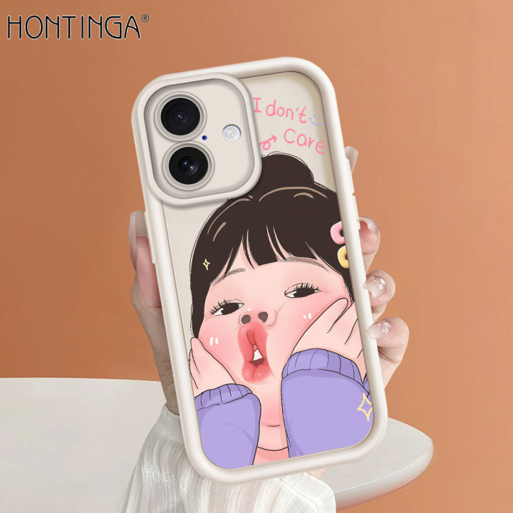 Hontinga for iPhone 16 Pro Max 16 Plus Back Cover Cute Girl Pattern Ladder Soft Camera Protection Rubber Phone Case