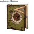 Decorative Book Storage Box Vintage Style Book Storage Box with Clock Large Capacity Decorative Organizer for Home Office Desktop Realistic Fake Book Stack Design Book Lover Gift. 